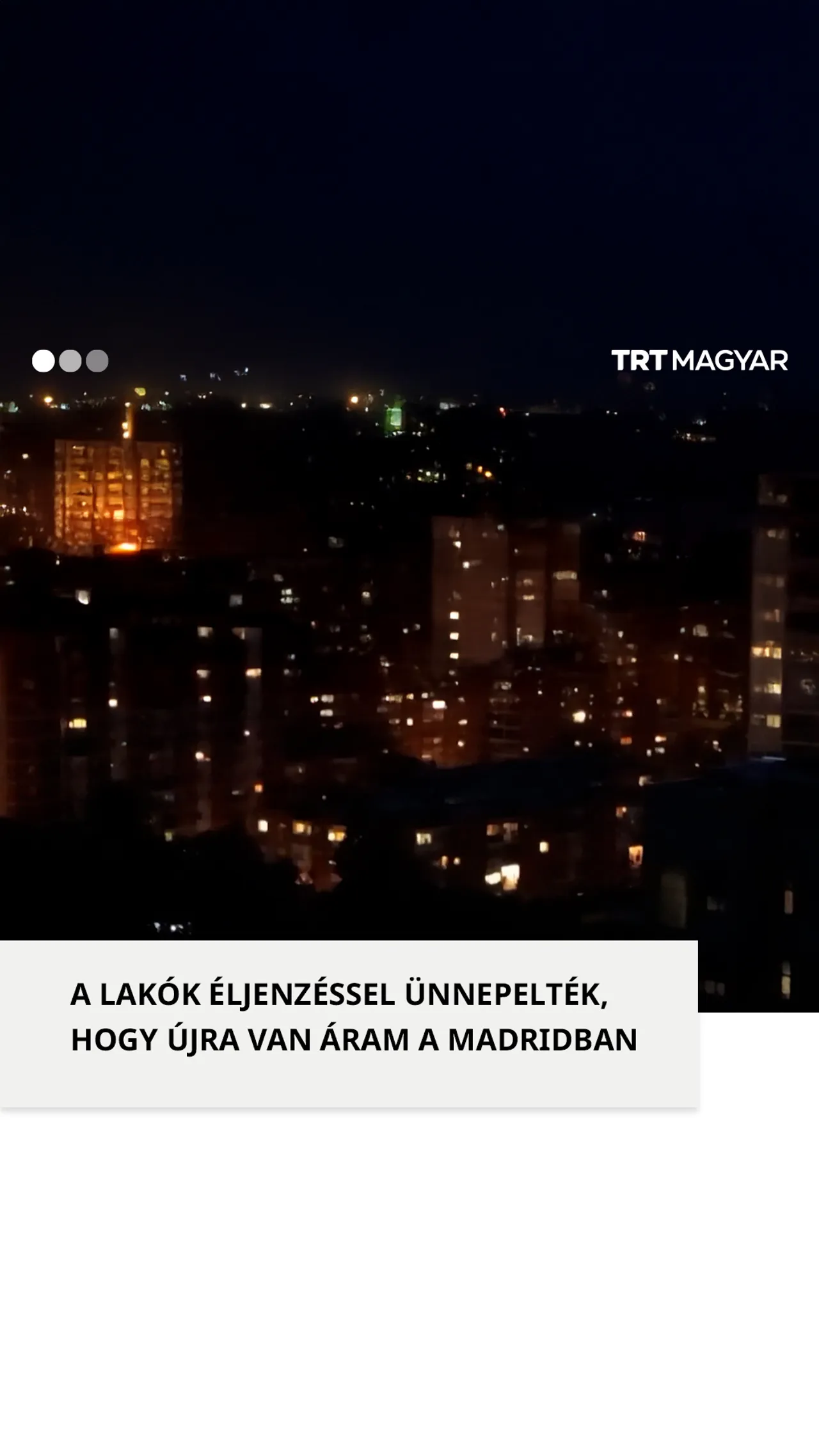 A madridi áramszünet megszűnésével lelkes éljenzés tört ki a városban